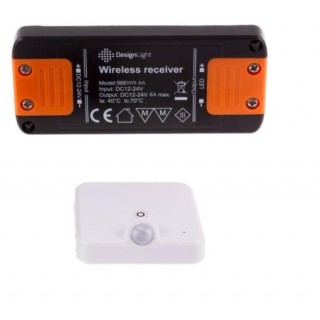 Wireless motion sensor 12-24Vdc, 8A, controller + PIR motion sensor, dimming function, white, Design Light