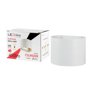 Outdoor wall mounted luminaire LED 2x3W, 4000K, IP54, white, CILINDER, LED line LITE