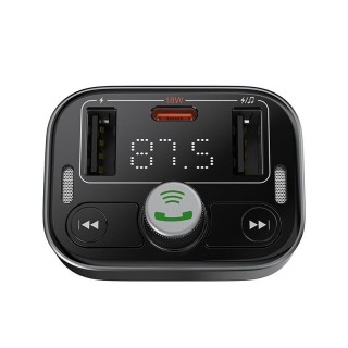 Car Bluetooth 5.3 FM Transmitter 2xUSB + USB-C, Black
