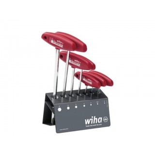 Wiha L-key with T-handle set Hex in work bench stand, 7-pcs., brilliant nickel-plated (00953)