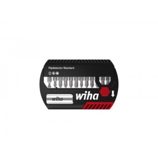 Wiha Bit set FlipSelector Standard 25 mm Slotted, Phillips, Pozidriv, 13-pcs., 1/4" with belt clip, in blister pack (39049)