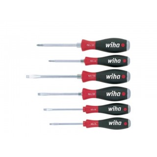 Wiha Screwdriver set SoftFinish® Slotted, Phillips hexagonal blade and solid steel cap, 6-pcs. (21250)