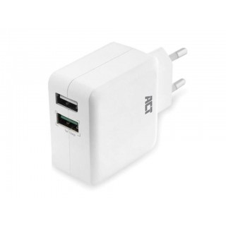 USB charger, 2 x USB-A, Quick Charge 3.0 function, 30W, 4A, white