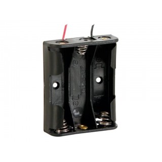 BATTERY HOLDER FOR 3 x AA CELLS (WITH LEADS)