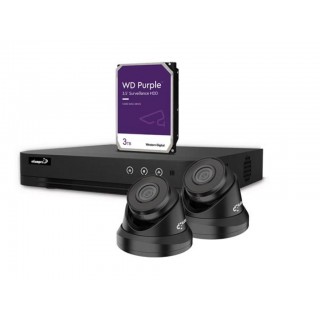 4 MP IP SECURITY CAMERA SET - 4-CHANNEL NVR - 2 x BLACK IP DOME CAMERA - 3 TB HD - CABLES