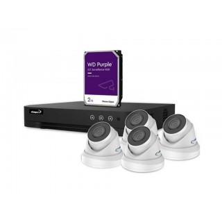 IP SECURITY CAMERA SET - 4 CHANNEL NVR - 4 x WHITE IP DOME CAMERA - 2 TB HD - CABLES