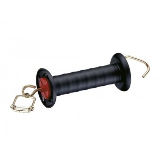 Gate handle black, with hook and tape connector 40 mm