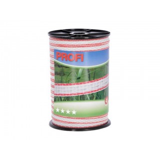 Fencing tape Profi 200 m, 12 mm, white/red, 4x0,30 TriC