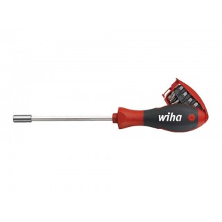 Wiha Screwdriver with bit magazine magnetic Slotted, Phillips with 8 bits, 1/4" (32903)