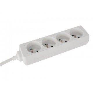 4-WAY SOCKET-OUTLET - 5 m CABLE - WHITE - FRENCH SOCKET