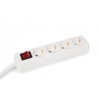 4-WAY SOCKET-OUTLET WITH SWITCH - 1.5 m CABLE - WHITE - SCHUKO