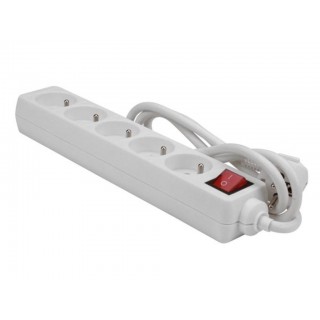 5-WAY SOCKET-OUTLET WITH SWITCH - 1.5 m CABLE - WHITE - FRENCH SOCKET