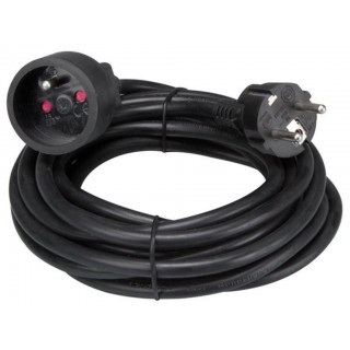 EXTENSION CABLE - 5 m - BLACK - 3G1.5 - FRENCH SOCKET