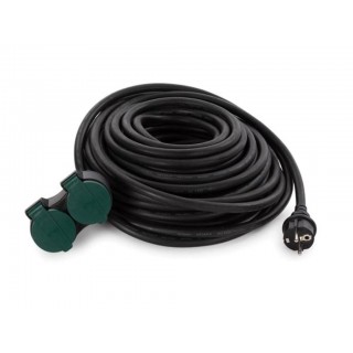 OUTDOOR EXTENSION CORD WITH 2 OUTLETS - 20 m - BLACK - 3G2.5 - SCHUKO