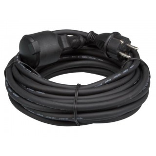 RUBBER EXTENSION CABLE - 10 m - BLACK  - 3G1.5 - FRENCH SOCKET