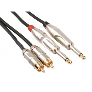 RCA-JACK CABLE - 2 x RCA MALE to JACK 6.35 mm - MONO - 5 m