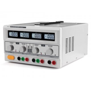 DUAL DC LAB POWER SUPPLY 2x 0-30 VDC / 0-3 A + 5 VDC fixed / 3 A MAX WITH 4 LCD DISPLAYS