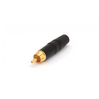 REAN - PHONO PLUG (RCA) - GOLD PLATED CONTACTS - BLACK COLOUR MARKING RING