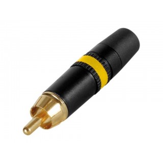 REAN - PHONO PLUG (RCA) - GOLD PLATED CONTACTS - YELLOW COLOUR MARKING RING