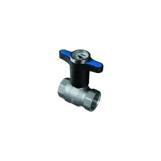 Ball valve with T-handle and thermometer, blue 3/4