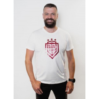 Dinamo Rīga Aтрибут Dinamo - Men's T-SHIRT XL «DINAMO» WITH RED METALLIC PRINTING White