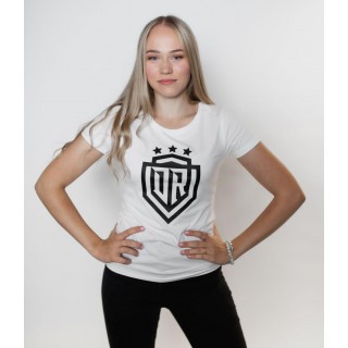 Dinamo Rīga Atribūtika Dinamo - Women's T-SHIRT «DINAMO» WITH BLACK PRINT S White