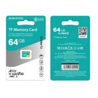 Atminties kortelės Borofone  MICROSD MEMORY CARD 64GB SDXC CLASS10 95MB/S 