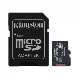 Memory cards Kingston  UHS-I 16 GB, microSDHC/SDXC Industrial Card, Flash memory class Class 10, UHS-I, U3, V30, A1, SD Adapter 