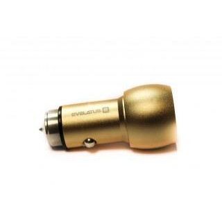 Auto charger Evelatus - Car Charger ECC01 GOLD 2USB port 3.1A with stainless steel escape tool Gold