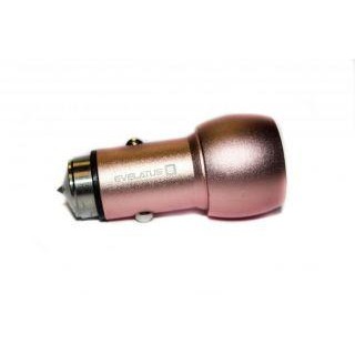 Auto charger Evelatus Universal Car Charger ECC01 PINK 2USB port 3.1A with stainless steel escape tool Pink