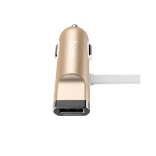 Auto charger Hoco Universal UCL01 Multifunction apple+micro usb Gold