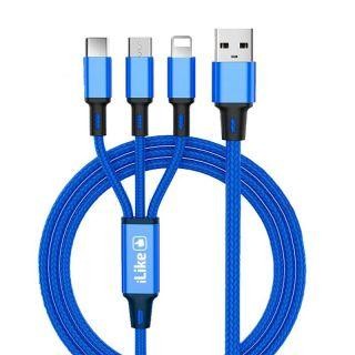 Cable iLike  Charging Cable 3 in 1 CCI02 Blue