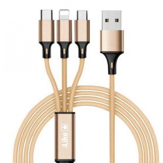 Кабель iLike  Charging Cable 3 in 1 CCI02 Gold
