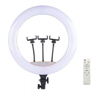 Selfie lazda Elight  SR18 45cm LED Light Ring with 3x Smartphone holder + 220V Adapter + BT remote Black