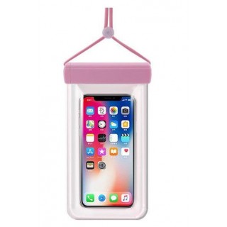 Case universal for sports iLike Universal Waterproof phone case 115 mm x 220 mm pool beach bag light Pink