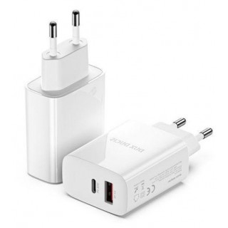 Adapteris Dux Ducis Universal Travel charger C70 - USB + Type C - PD 20W QC 3.0 18W 3A White