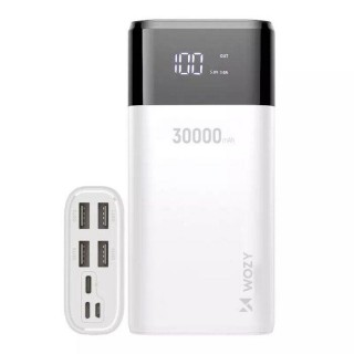 Ārējais akumulators Wozinsky  W30WH 30000mAh Mega Power Bank Charger 4x USB Out / Type C micro USB Lightning (in) White
