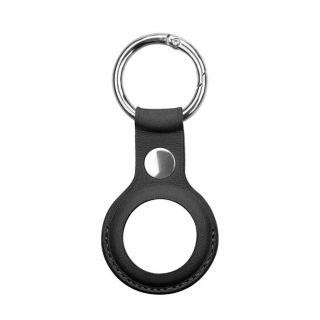 Smart tag aksesuārs iLike  AirTag PU Leather Key Ring Keychain Case Black
