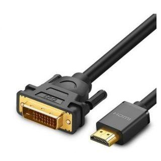 Kabelis Ugreen  cable cable adapter DVI adapter 24 + 1 pin (male) - HDMI (male) FHD 60 Hz 1.5 m black (HD106 11150) Black