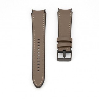Dirželis Connect  20mm Silicone Patch Leather  Strap (130mm M/L) Taupe