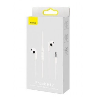 Laidinės ausinės Baseus  Encok H17 3.5mm minijack wired headphones White