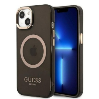 2 Products without IMEI/SN Guess  Guess Gold Outline Translucent MagSafe case for iPhone 13 - black 