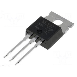 Transistor: N-MOSFET | unipolar | 75V | 82A | 200W | TO220AB