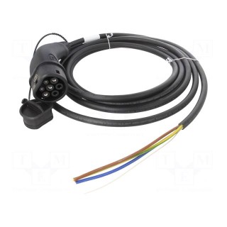 Cable: eMobility | 1x0.5mm2,3x6mm2 | 250V | 7.4kW | IP44 | wires,Type 2