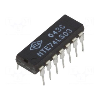 IC: digital | NAND | Ch: 4 | IN: 2 | TTL | THT | DIP14 | OUT: open collector