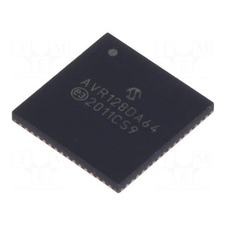 AVR microcontroller | EEPROM: 512B | SRAM: 16kB | Flash: 128kB | QFN64