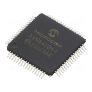 IC: AVR microcontroller | TQFP64 | Ext.inter: 55 | Cmp: 3 | AVR64 | 0.5mm