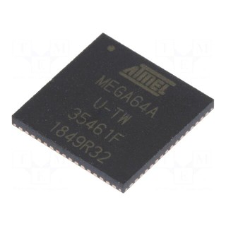 IC: AVR microcontroller | VQFN64 | 2.7÷5.5VDC | Ext.inter: 8 | Cmp: 1