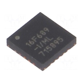 IC: PIC microcontroller | 7kB | 20MHz | 2÷5.5VDC | SMD | QFN20 | PIC16