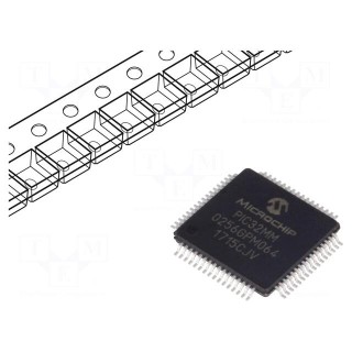 IC: PIC microcontroller | 256kB | 2÷3.6VDC | SMD | TQFP64 | PIC32
